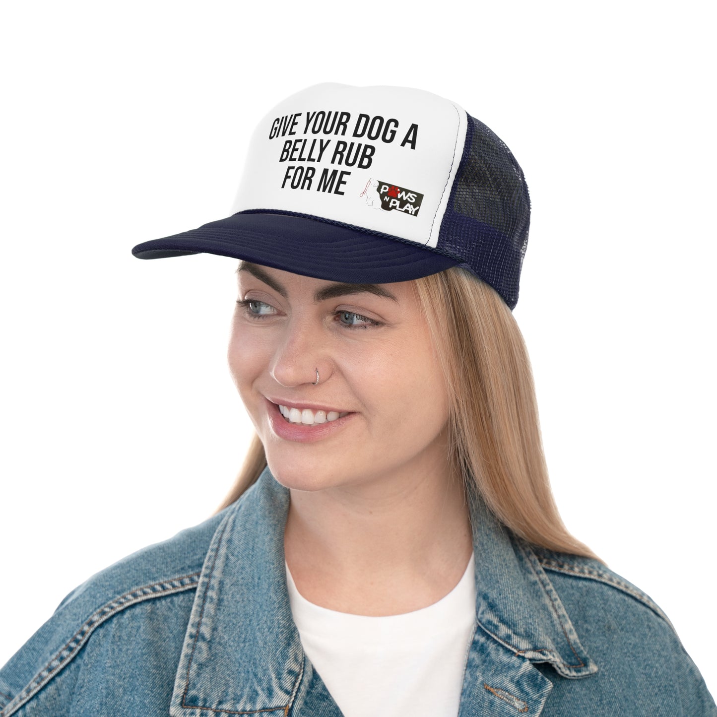 PNP Cap - Give Your Dog a Belly Rub for Me - PawsnPlay Logo Design