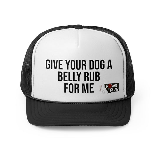 PNP Cap - Give Your Dog a Belly Rub for Me - PawsnPlay Logo Design